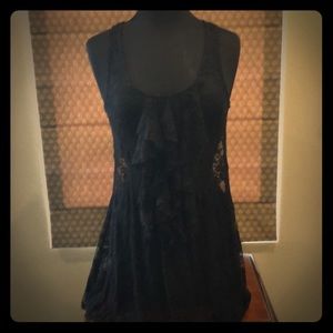 Black lace long top.